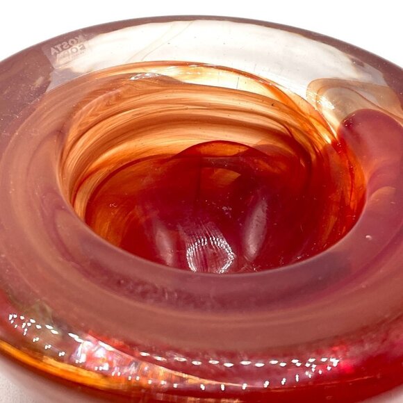 Kosta Boda Atoll Orange Votive Holder Crystal Hand Blown Anna Ehrner Sweden - Picture 6 of 7